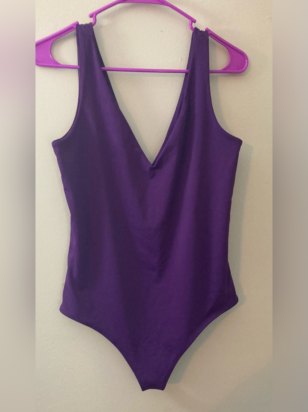 NWT Express Deep V Royal Purple Body Contour Smooth Sculpt Compression Sz Medium